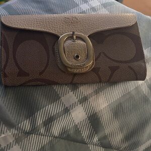 Coach Signature Brown and Cream Wallet